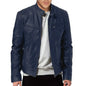 Fashion Mens Leather Jacket Slim Fit Stand Collar PU Jacket Male Anti-wind Motorcycle Lapel Diagonal Zipper Jackets Men 2024