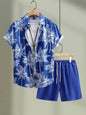Summer Men's Short Sleeve Shirt And Beach Shorts Set Ethnic Print Outdoor Street Men's Fashion Shorts Men's Short Sleeve Shirt