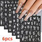 8Pcs Red Heart Nail Stickers 3D Bronzing Silver Gold Heart Shape Star & Moon Metal Totem Nail Slider Self-Adhesive DIY Nail Art*