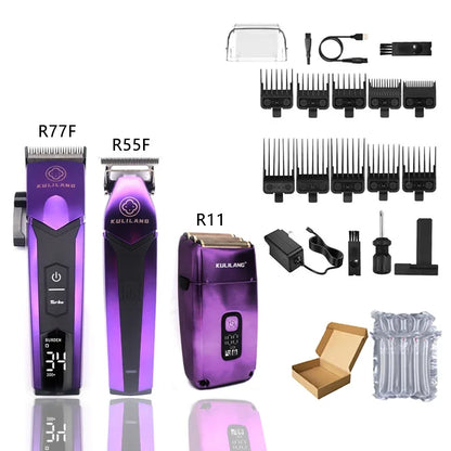 KULILANG R11 Men's Electric Shaver LCD Washable Beard Trimmer Reciprocating 3-Blade Shave System Professional Barber Shaver
