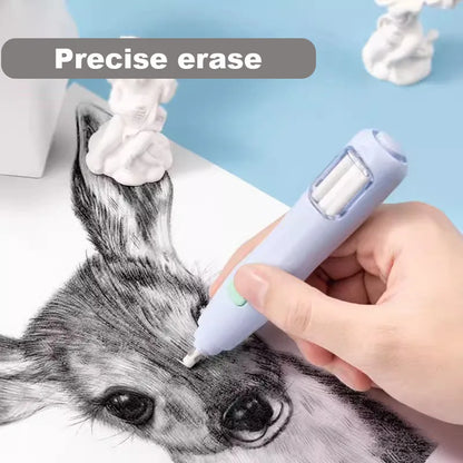 Deli Electric Rubber Pen Automatic Eraser with Erasers Refills Battery Power for Kids Sketch Drawing Erasing Stationery Supplies