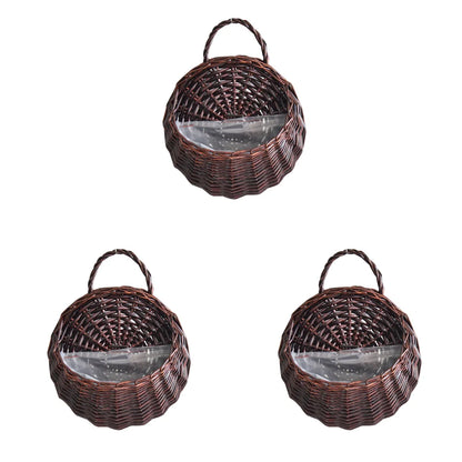 Wall Mounted Rattan Basket Hanging Planter Basket Handmade Wicker Flower Pot Home Garden Balcony Decor Woven Rattan Vase Baskets