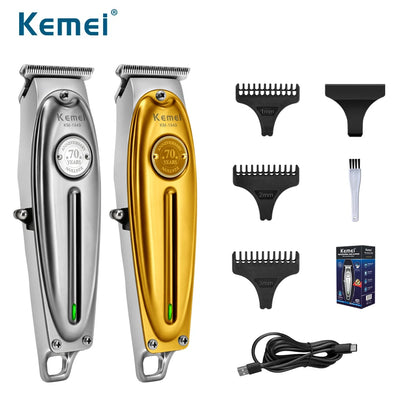 Kemei Professional Hair Clipper All Metal Men Electric Cordless Hair Trimmer 0mm Baldheaded T Blade Finish Haircut Machine 1949