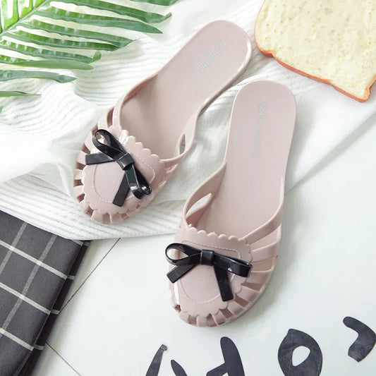 Women Slippers Summer New Women's Shoes Sandals Flat PVC Jelly Shoes Women's Beach Slippers Women's Trendy Toe Shoes Fashion