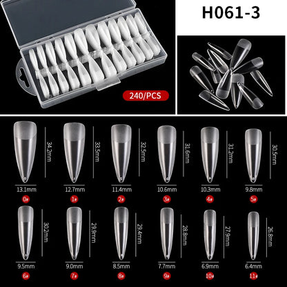 240pcs Semi-frosted Matte Fake Nails Long Coffin Stiletto Artificial False Nails Tips Clear Fake Nail Art Tips For Extension