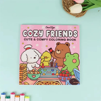 Cartoon Coloring Book For Adults And Teens Featuring Adorable Creatures for Christmas Gifts To Relax In A Cozy Hygge Moment