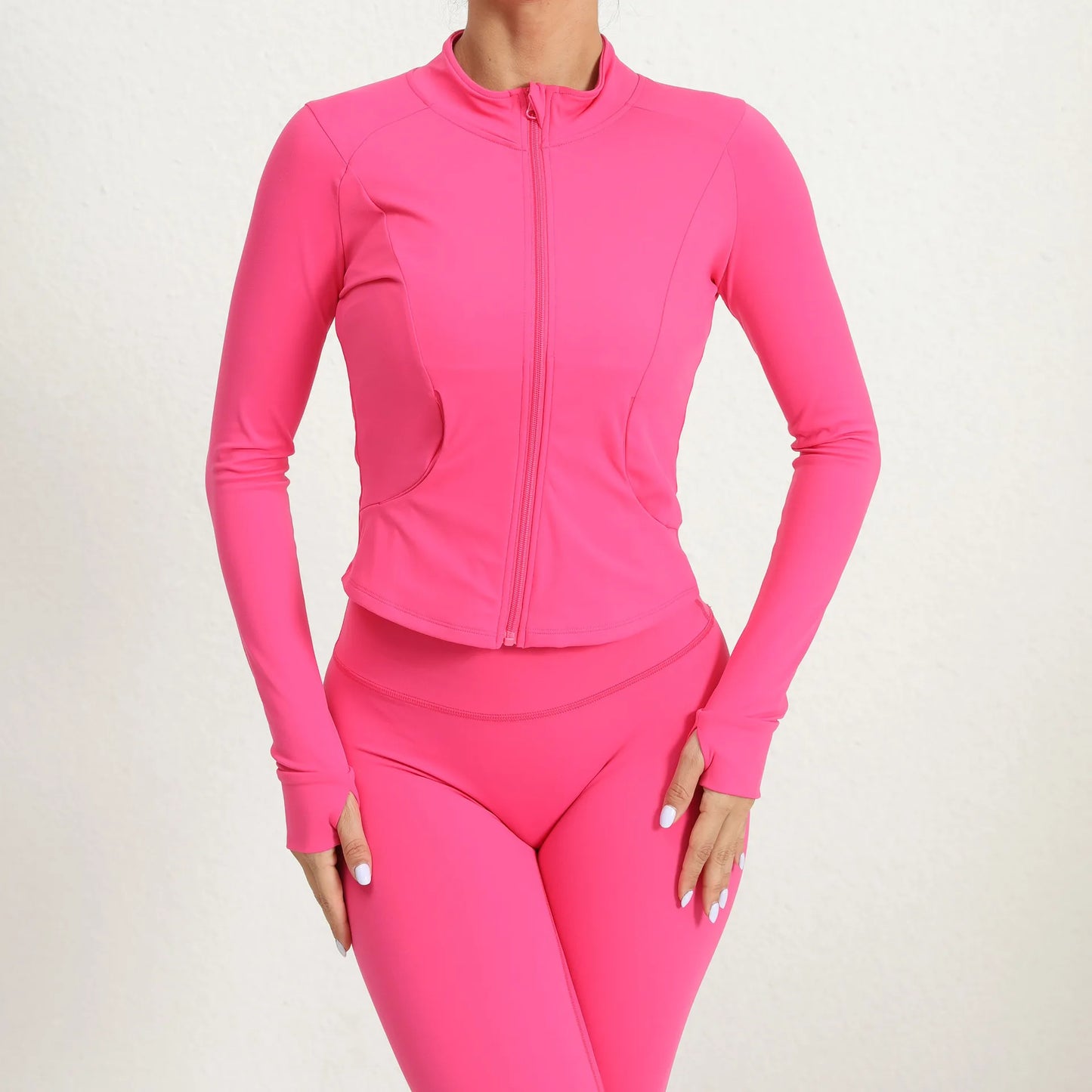 Zipper Jacket Women Yoga T-shirts Solid Sports Top Long Sleeve Running Yoga Shirts Quick Dry Fitness Gym Crop Tops Sport Wear