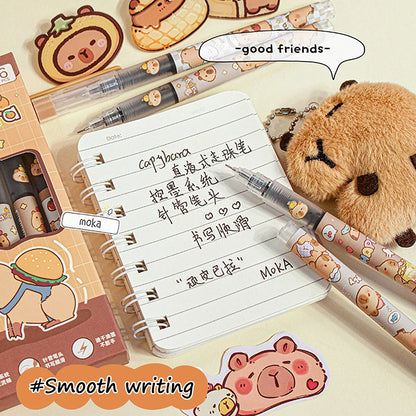 6Pcs/lot Capybara Press Erasable Pen Animal Blue ink 0.5mm Erasable Gel Pen Washable Handle School Office Writing Stationery