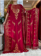 2024 Summer Short sleeve Dress Pure Cotton Gold Stamping Loose Abaya Maxi Islam Dress With Tassels Big Scarf African Long Dress