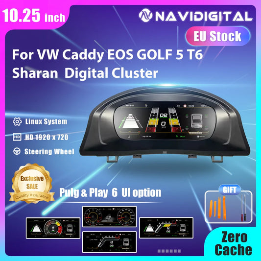 Digital Dashboard Cluster For VW Caddy Touran Transportor T6 T5.1 EOS Sharan Golf 5 MK5 Virtual Instrument Panel Cockpit