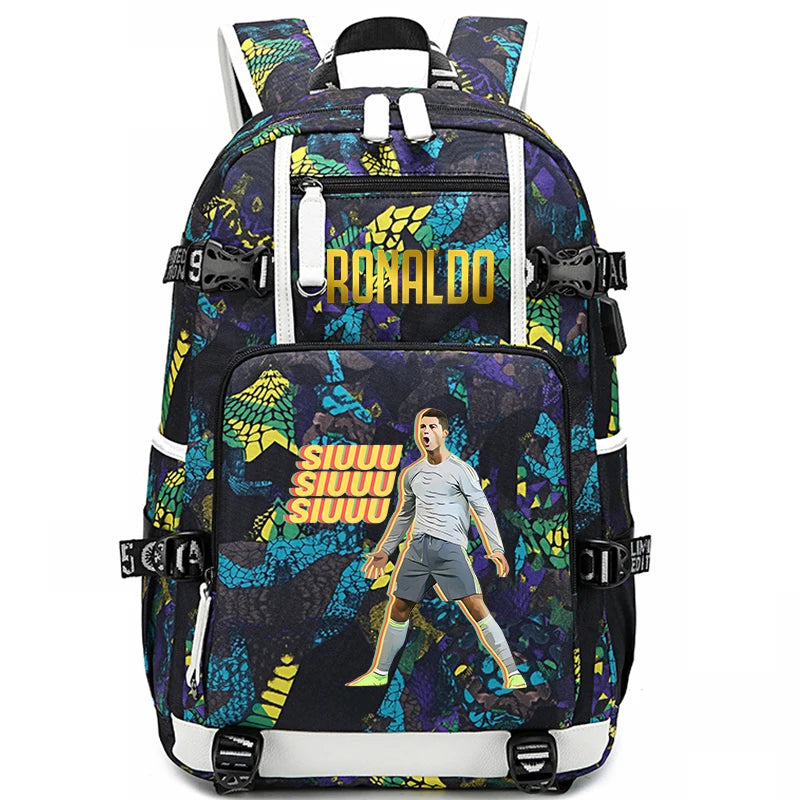 Ronaldo Print Student School Bag Children's Backpack Outdoor Travel Bag