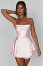 Summer New Popular European and American Style Sexy Slimming Show Solid Color Slimming Dress Short Women's