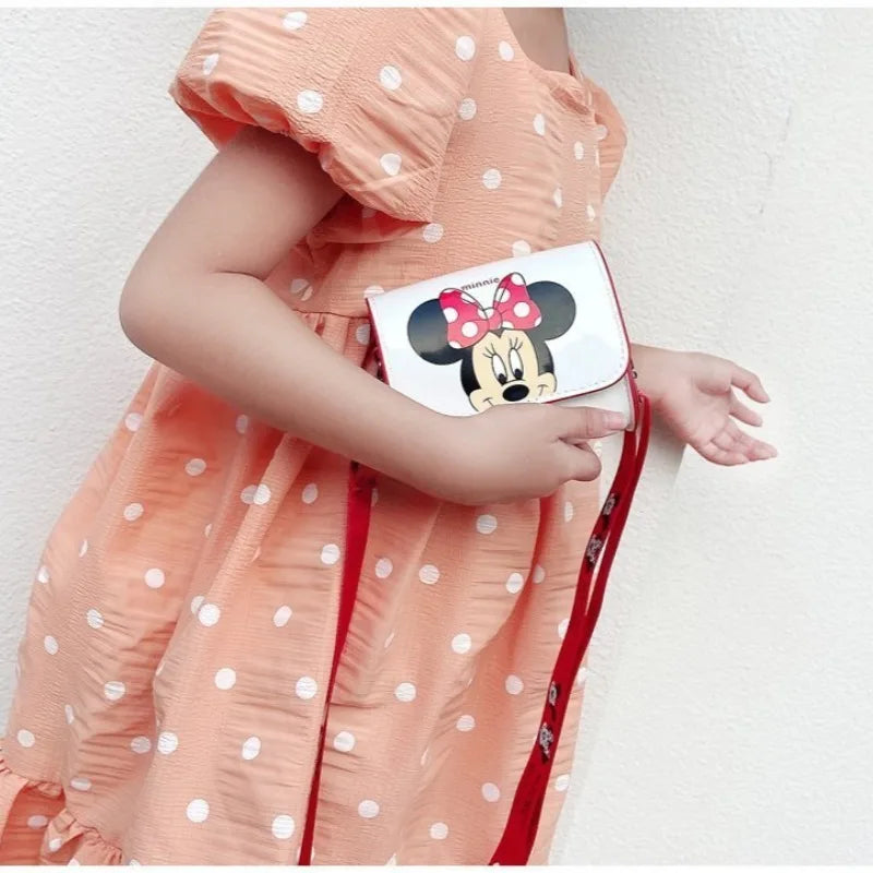 Disney Mickey Children's Bag Minnie New Shoulder Bag Cute Cartoon Crossbody Bag Trendy Mini Square Bag Fashion Coin Purse