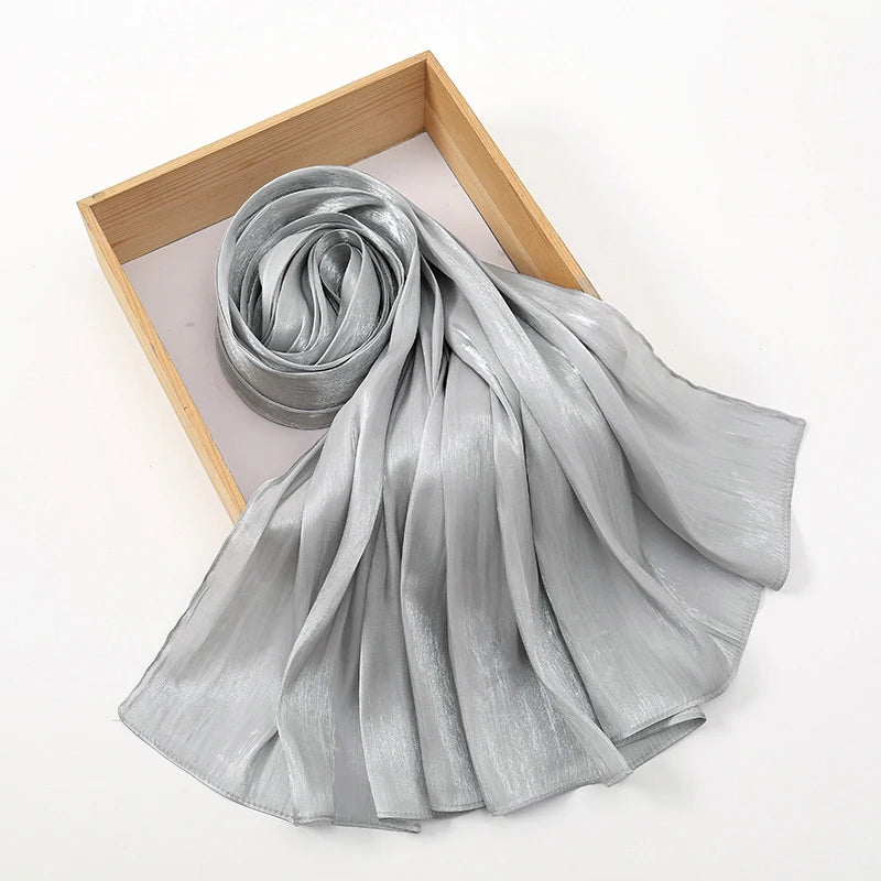 New Premium Silk Crinkle Hijab Scarf Women Shawls Plain Muslim Women Hijabs Breathab Islam Women Turban Pleated Scarf Ramadan