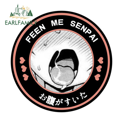 EARLFAMILY 13cm Feed Me Senpai Car Stickers Ahegao Windows Laptop Vinyl Car Wrap Decal Anime Waterproof Car Accessories