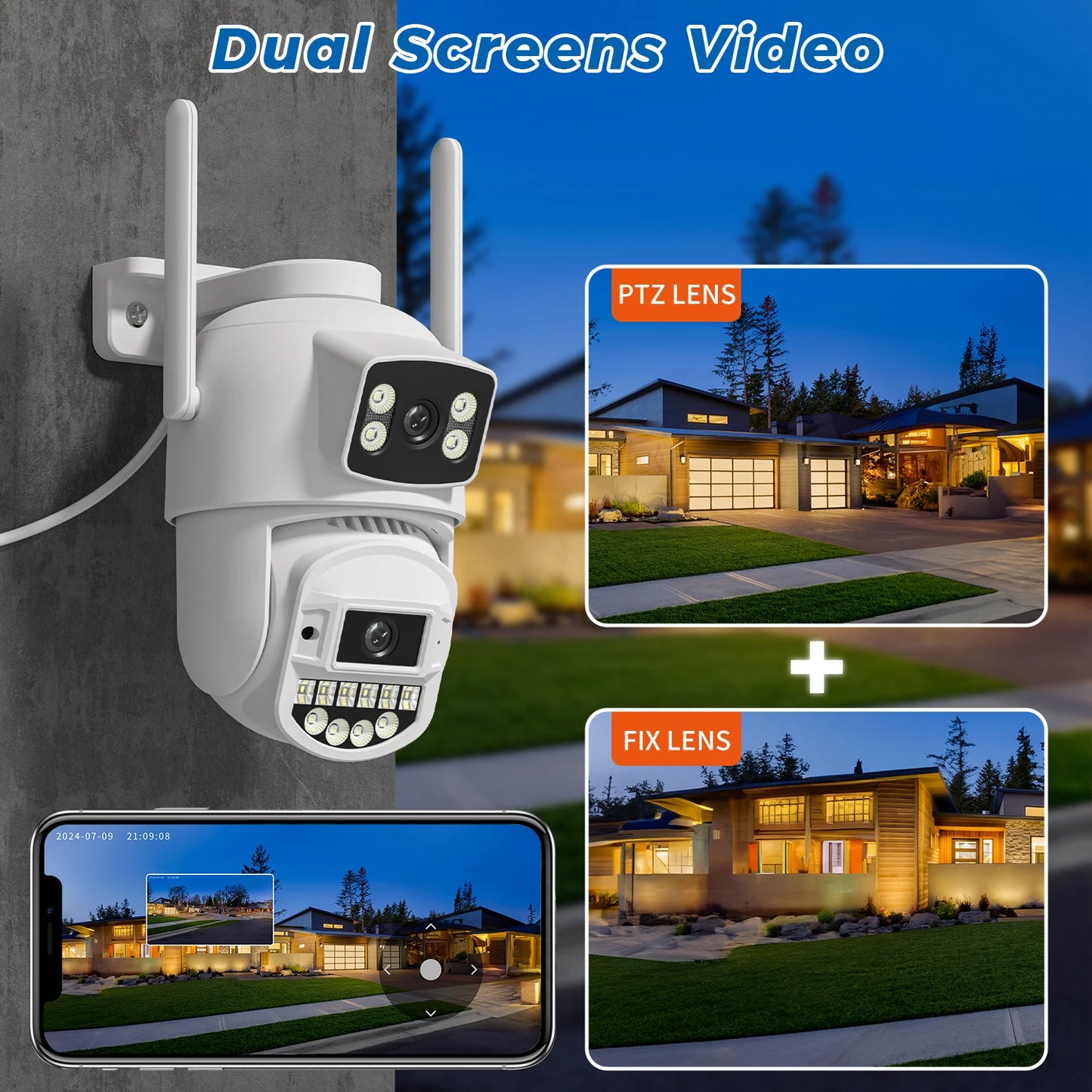 10MP PTZ Wifi IP Camera Dual Lens AI Human Detect ONVIF 5K 2.4G/5G WIFI Surveillance CCTV Cameras Security Protection O-Kam Pro