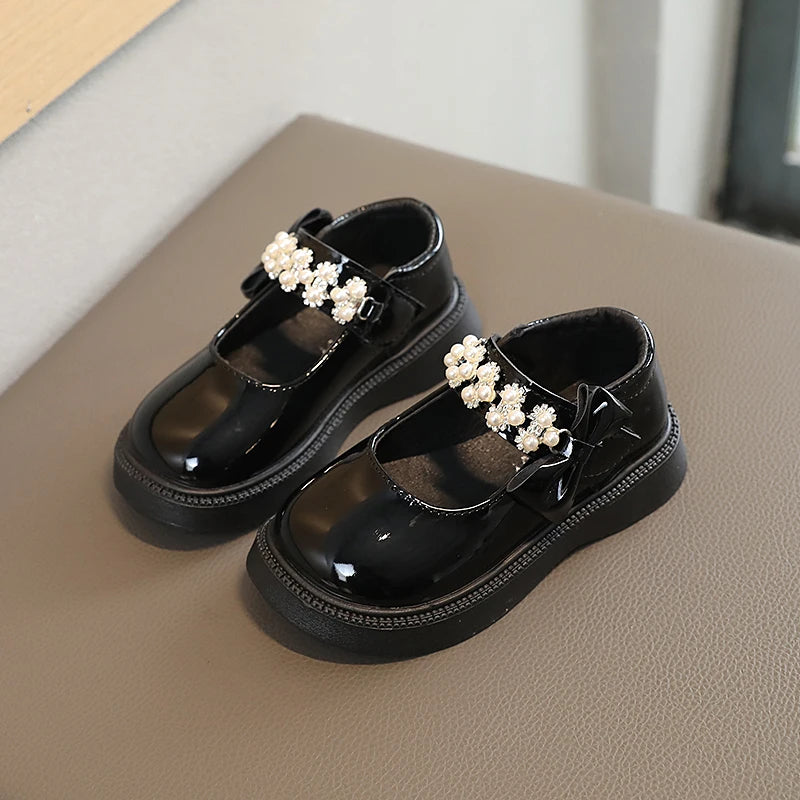 Children Fashion Pearl Leather Shoes Baby Girls Soft Bottom Party Princess Shoes Kids Non-slip Casual Flats Infant shoes
