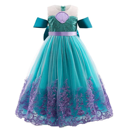 Fancy Mermaid Costumes for Girls 4-10 Y Ariel Cosplay Birthday Princess Dress Halloween Carnival Party Gown Girls Mermaid Dress