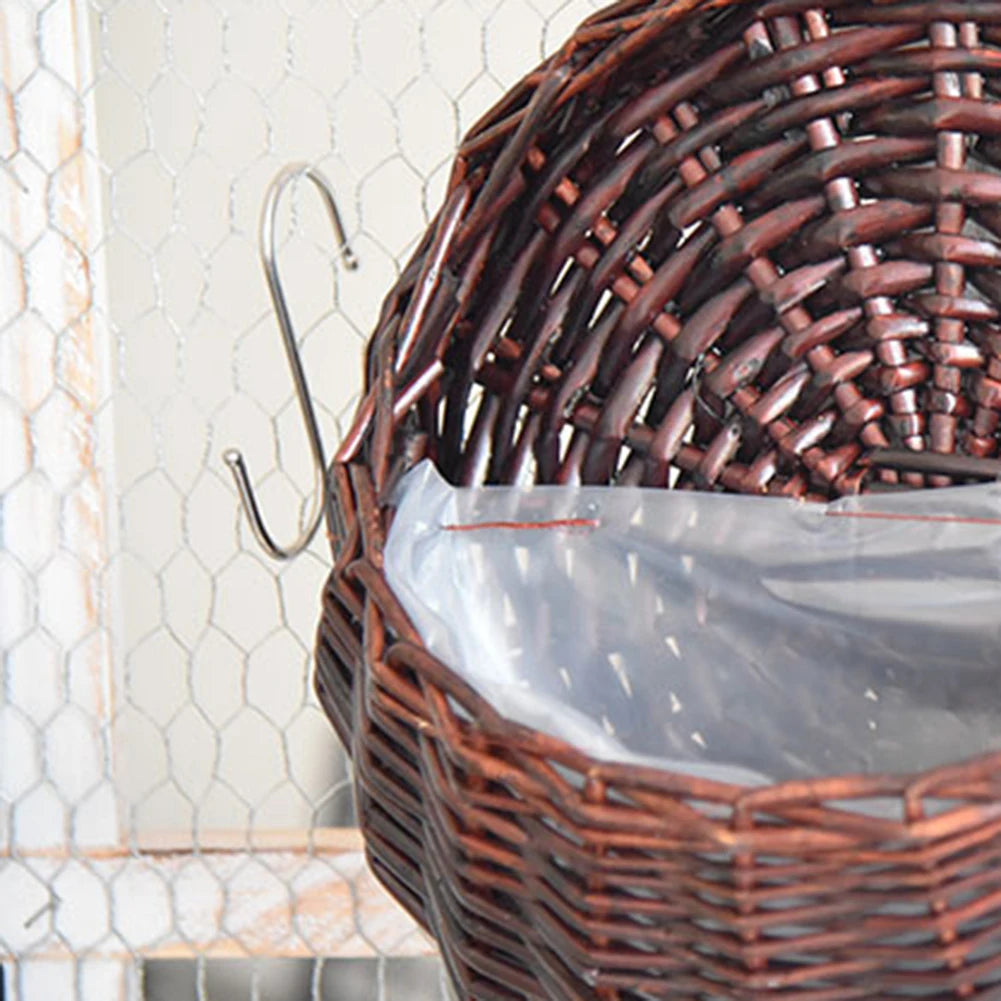 Wall Mounted Rattan Basket Hanging Planter Basket Handmade Wicker Flower Pot Home Garden Balcony Decor Woven Rattan Vase Baskets