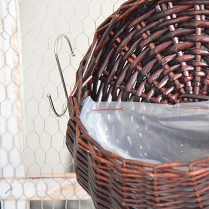 Wall Mounted Rattan Basket Hanging Planter Basket Handmade Wicker Flower Pot Home Garden Balcony Decor Woven Rattan Vase Baskets