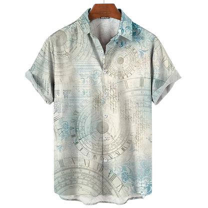 Vintage Men'S Shirt 3d Sailing Boat Print Men Clothing Summer Casual Short Sleeve High Quality Top Tee Hawaiian Beach Sweatshirt