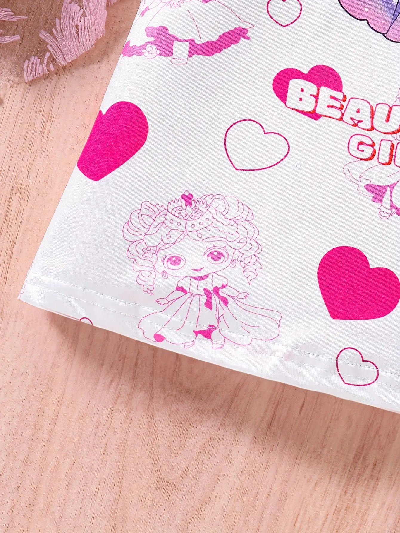 Girl's Cartoon Princess Love Printed Short Sleeved Dress Summer