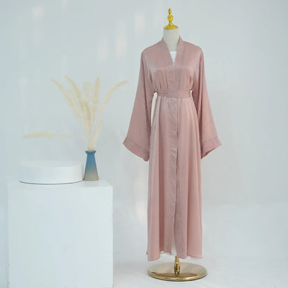 2024 Muslim Modest Cardigan for Women Eid Arab Abaya Dubai Dress Islamic Daily Long Sleeve Clothing Turkey Solid Color Coat Robe