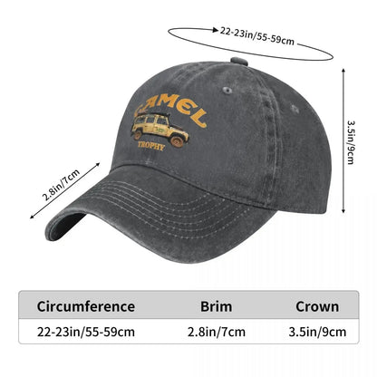 Camel Trophy Logo Unisex Style Baseball Caps Distressed Denim Washed Hats Cap Vintage Outdoor Workouts Adjustable Snapback Cap