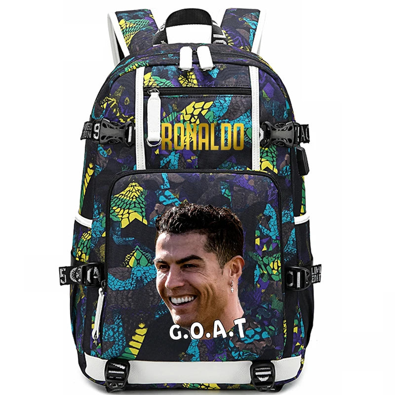 Ronaldo Print Student School Bag Children's Backpack Outdoor Travel Bag