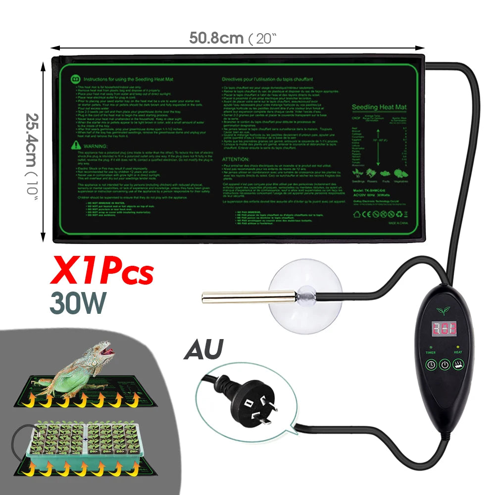 30W Heating Warm Mat 48-Holes Nursery Planting Seeds Starter Tray Garden Greenhouse Plants Seeds Seedling Adjustable Temperature