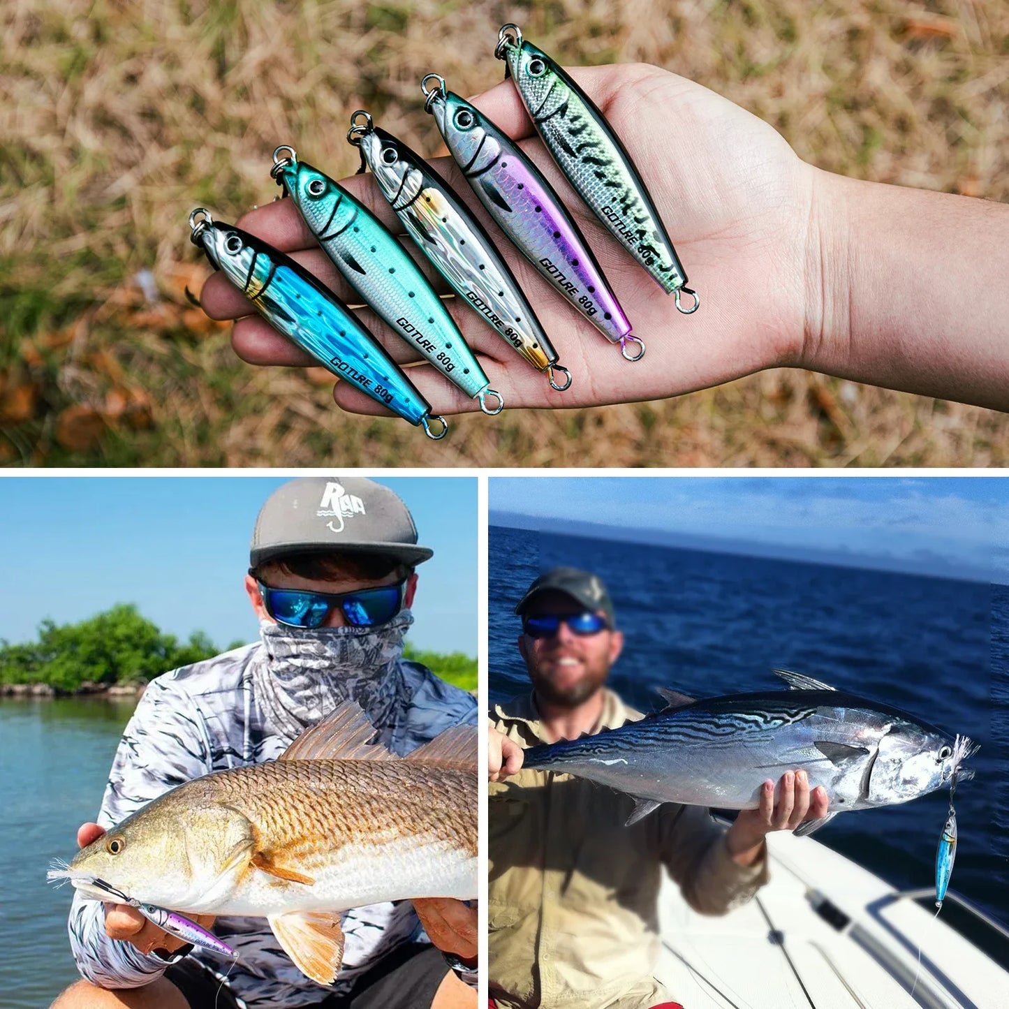 Goture 30g 40g 60g 80g 100g 150g Metal Jigs Lures 3D Large Sea Fishing Lure Sinking Jigging Lure Saltwater Boat Artificial Bait