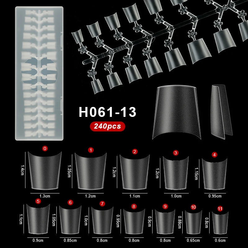 240pcs Semi-frosted Matte Fake Nails Long Coffin Stiletto Artificial False Nails Tips Clear Fake Nail Art Tips For Extension