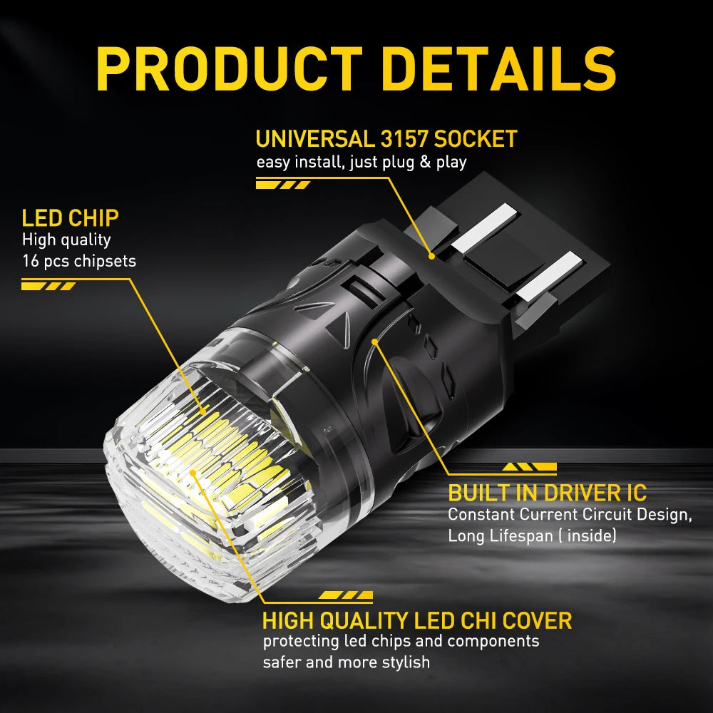 AUXITO 2X T20 7443 LED Bulb W21/5W 7440 W21W LED White Reverseing Light Car Parking Position Light DRL Daytime Running Lamp 12V