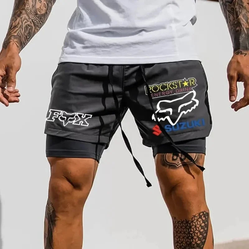 Men's Quick Drying Two-piece Fake Shorts, Fashionable And Trendy, Train, Bicycle, Leisure, Running, Motorcycle Shorts
