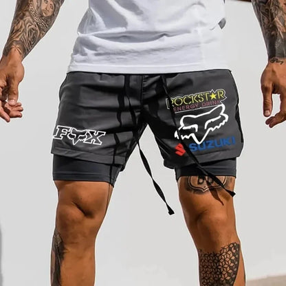 Men's Quick Drying Two-piece Fake Shorts, Fashionable And Trendy, Train, Bicycle, Leisure, Running, Motorcycle Shorts