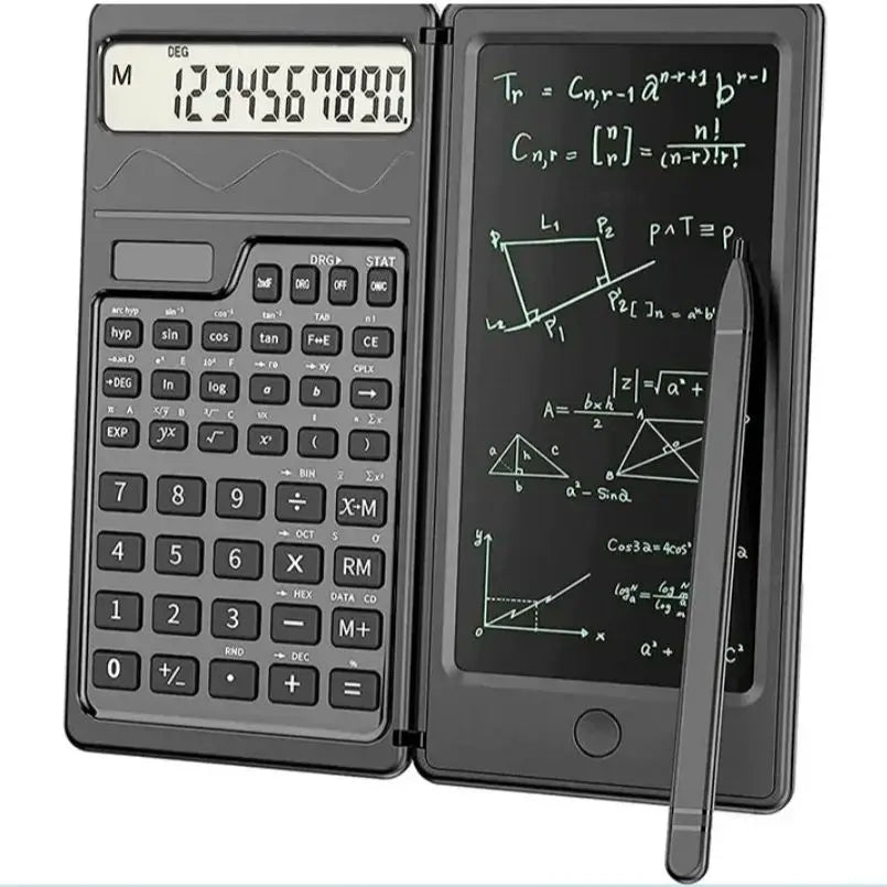 The scientific calculator and notepad desk three-in-one folding function calculator supports solar energy and button batteries