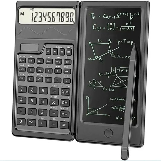 The scientific calculator and notepad desk three-in-one folding function calculator supports solar energy and button batteries