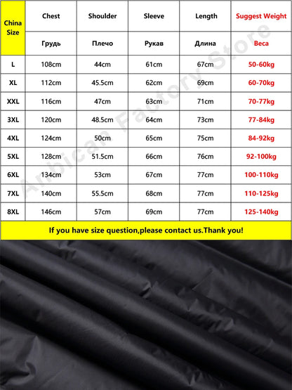 Large Size Winter Hooded Ultra Light Down Jacket Men Windbreaker Outwear 90% White Duck Down Padded Puffer Warm Coat 6XL 7XL 8XL