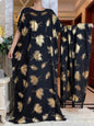 2024 Summer Short sleeve Dress Pure Cotton Gold Stamping Loose Abaya Maxi Islam Dress With Tassels Big Scarf African Long Dress