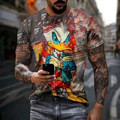 mens summer clothing with 3D printed cartoon duck graphic t shirts round neck short sleeved tees new tops funny t shirt for men