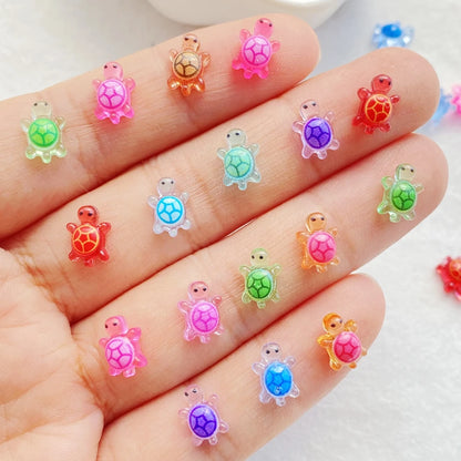 100Pcs Cute Resin Cartoon Little Turtle Nail Art Resin Designer Charms DIY Craft For Nail 3D Decorations Jewelry