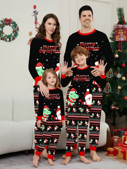 New 2024 Dinosaur Print Pajamas Set Christmas Matching Clothes for Family Baby&Dog Romper Pijama Boys Girls Loungewear Xmas Look