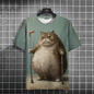 Summer Men's T-Shirt Funny Cat Print Oversized Short Sleeve Man T-Shirt Round Neck Casual Men Women Tee Neutral Clothing 2024