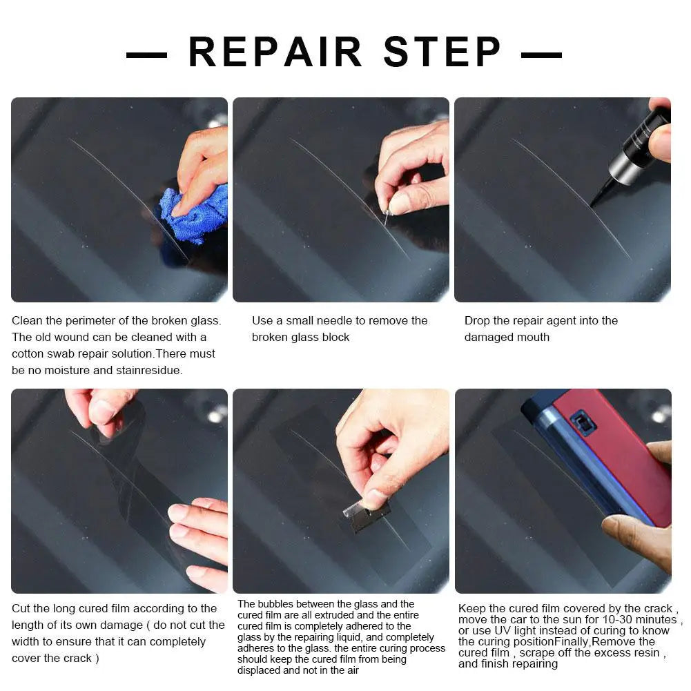 Car Glass Scratch Repair Fluid Agent Set Windscreen Window Glass Nano Scratch Crack CrackResin Repair Agent Tools Auto Accessory