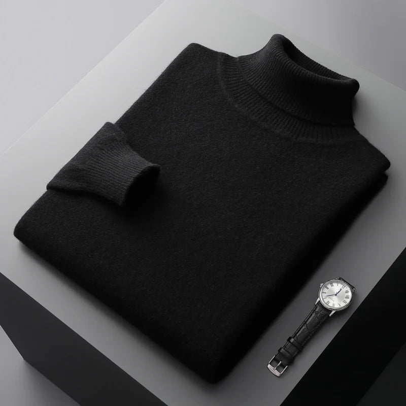 Autumn and winter new 100% merino cashmere sweater men's knitted pullover padded warm neck fashion loose plus size coat