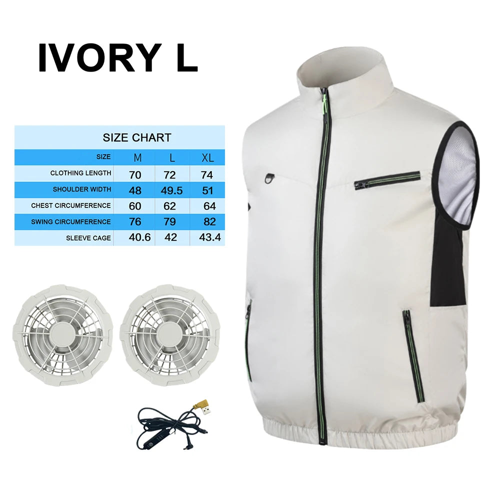 New Cooling Vest Ice Fan Vest Heat Resistant Air Conditioner Clothes Cooling Fan Vest for Summer Camping Fishing Vest Hiking