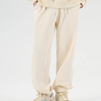 330g Mens 100% Cotton Spring Casual Long Pant French Terry Plain Brown Jogger Sports Trousers Male Flat Unlined Pocket Sweatpant
