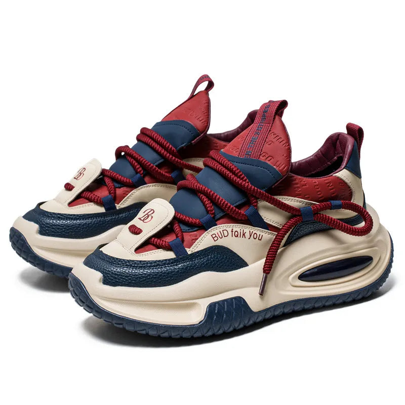 Fashion Platform Sneakers Men British Style Winter Walking Shoes For Men Street Style Chunky Vulcanized Shoes Sneakers Male 2024