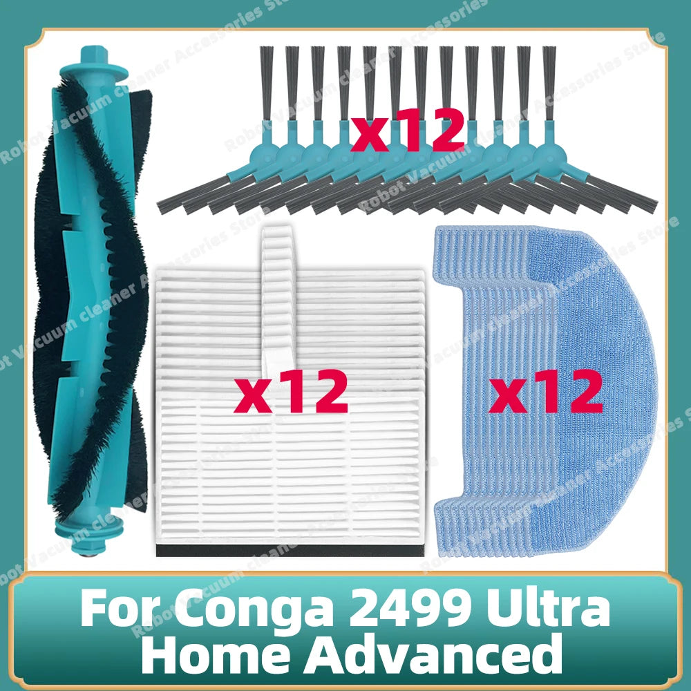 Fit For Conga 2499 Ultra Home Advanced Titanium / Atvel SmartGyro R80 Base Main Side Brush Filter Mop Cloth Dust Bag Parts