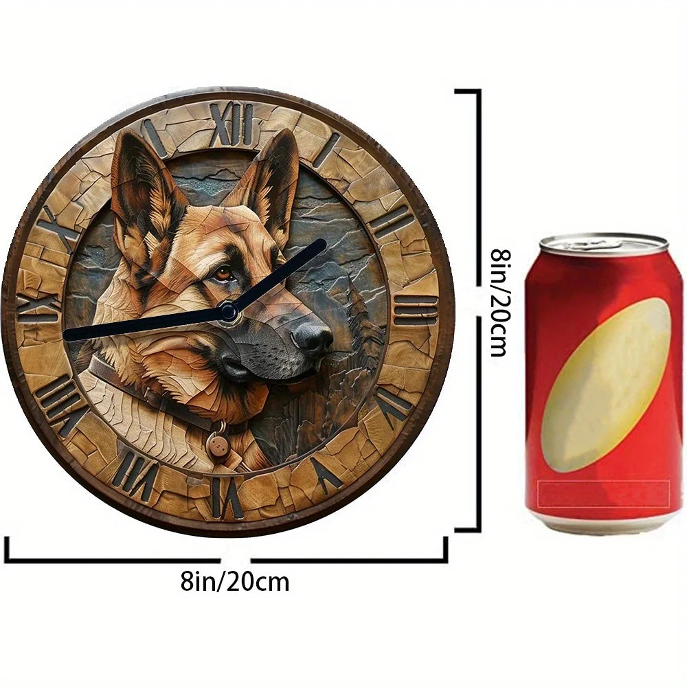 German Shepherd Aluminum Wall Clock - Diy, Spring-Themed Bedroom Decor, Perfect Easter Gift For Boys